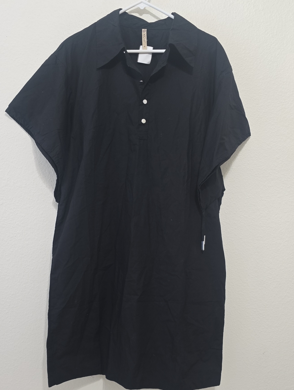 XCVI Black Midi Dress with Button Placket XL